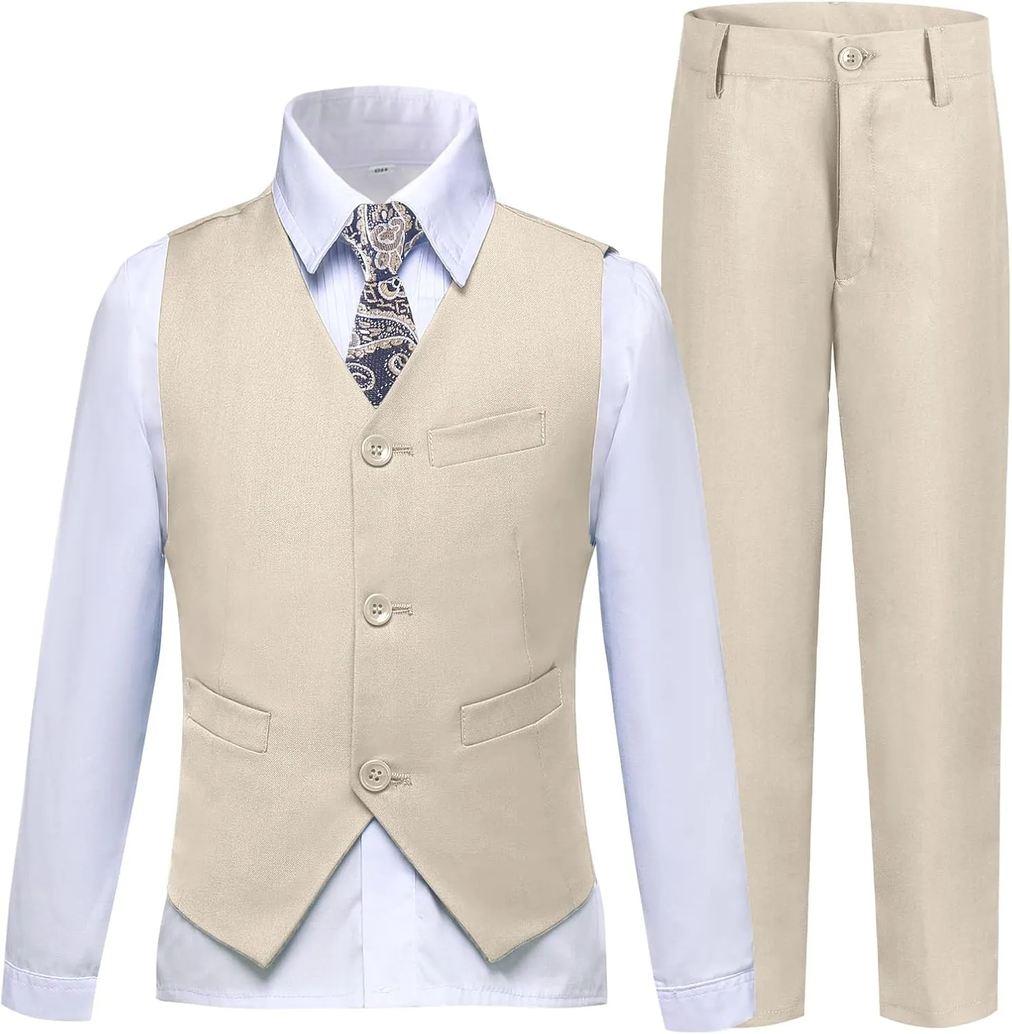 Boys Formal Suit 5 Piece Set, Toddler Tuxedos for Wedding, Suits for Teens Boy Dress School Clothes