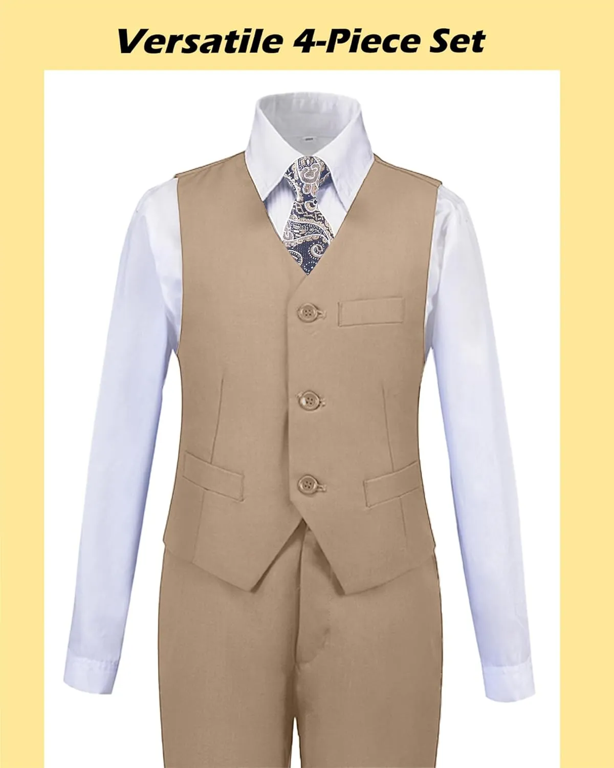 Boys Formal Suit 5 Piece Set, Toddler Tuxedos for Wedding, Suits for Teens Boy Dress School Clothes
