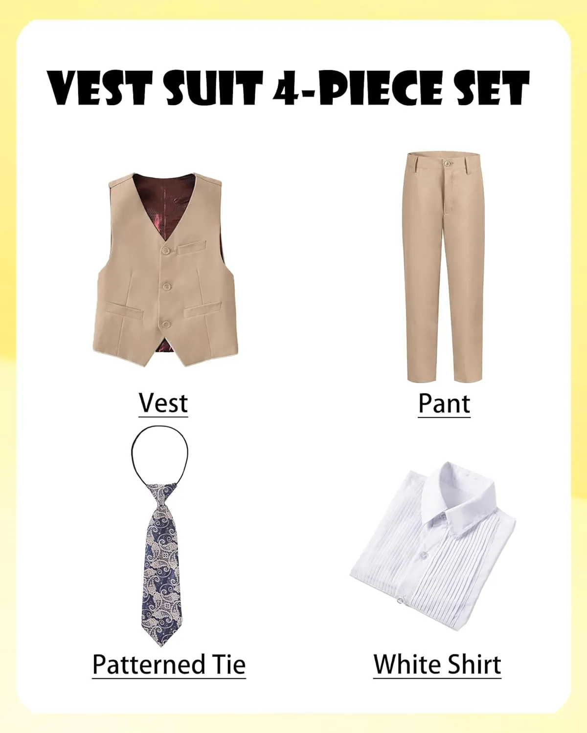 Boys Formal Suit 5 Piece Set, Toddler Tuxedos for Wedding, Suits for Teens Boy Dress School Clothes