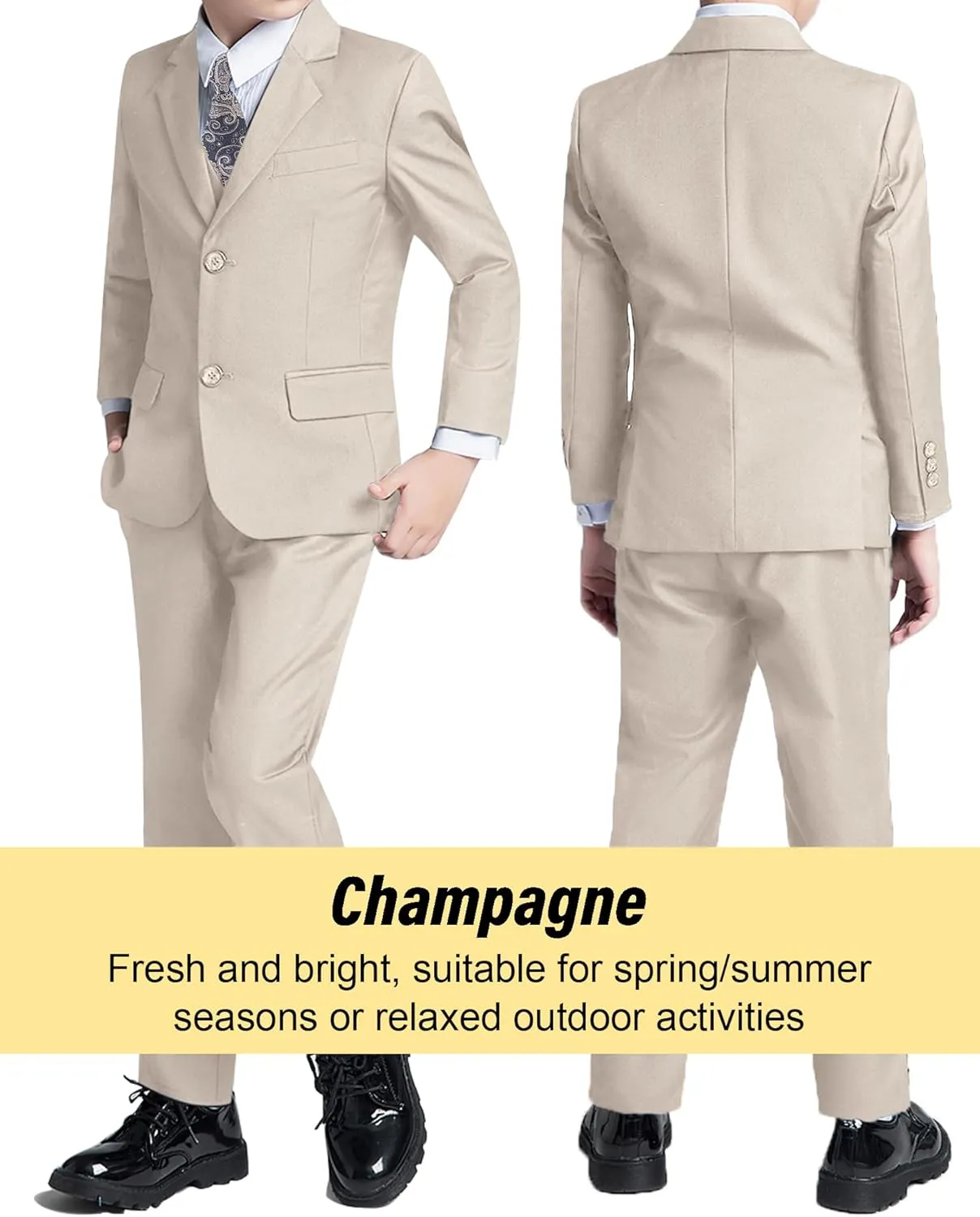 Boys Formal Suit 5 Piece Set, Toddler Tuxedos for Wedding, Suits for Teens Boy Dress School Clothes