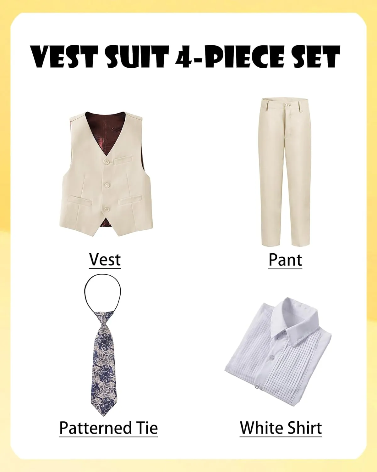Boys Formal Suit 5 Piece Set, Toddler Tuxedos for Wedding, Suits for Teens Boy Dress School Clothes