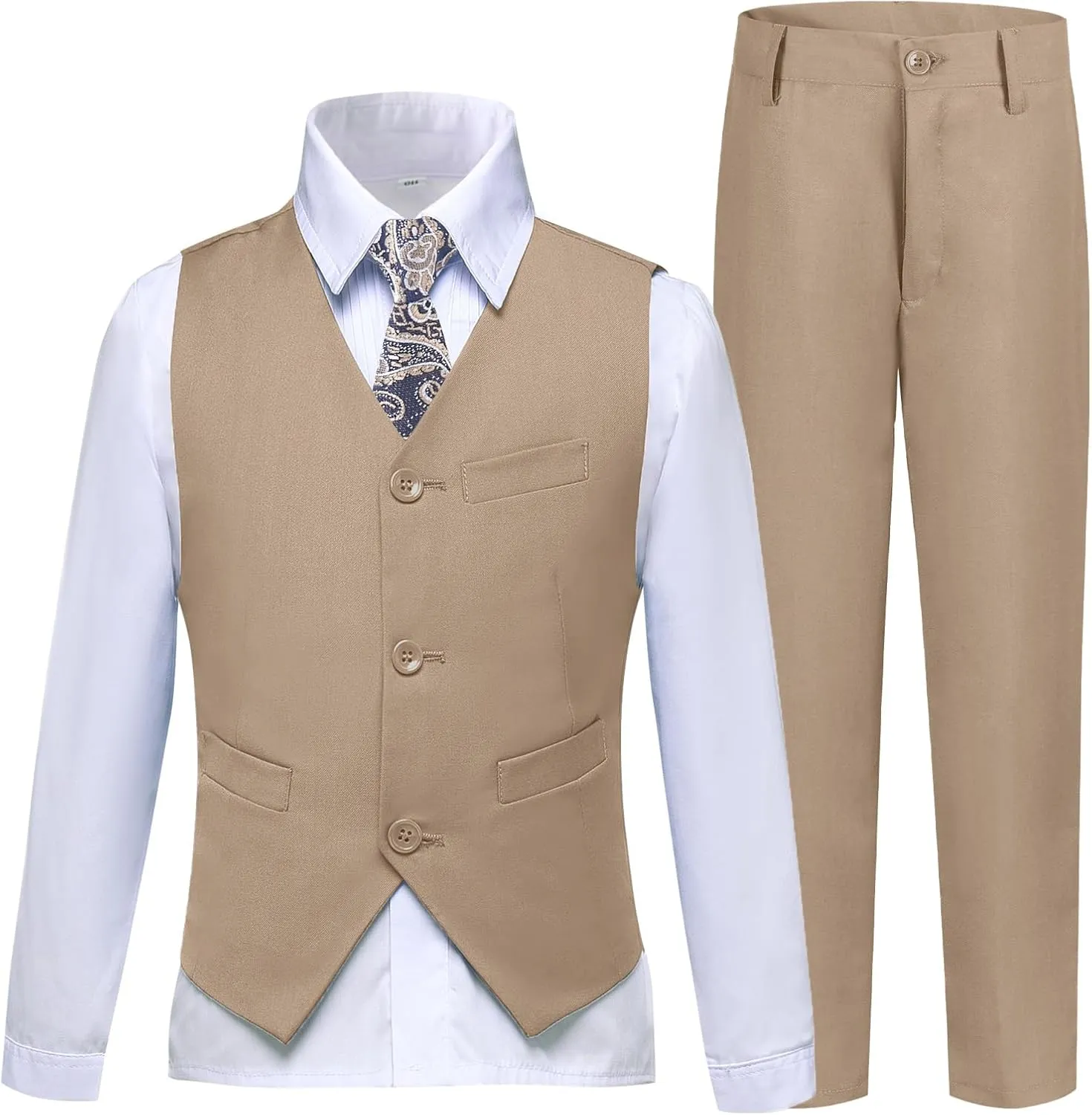 Boys Formal Suit 5 Piece Set, Toddler Tuxedos for Wedding, Suits for Teens Boy Dress School Clothes