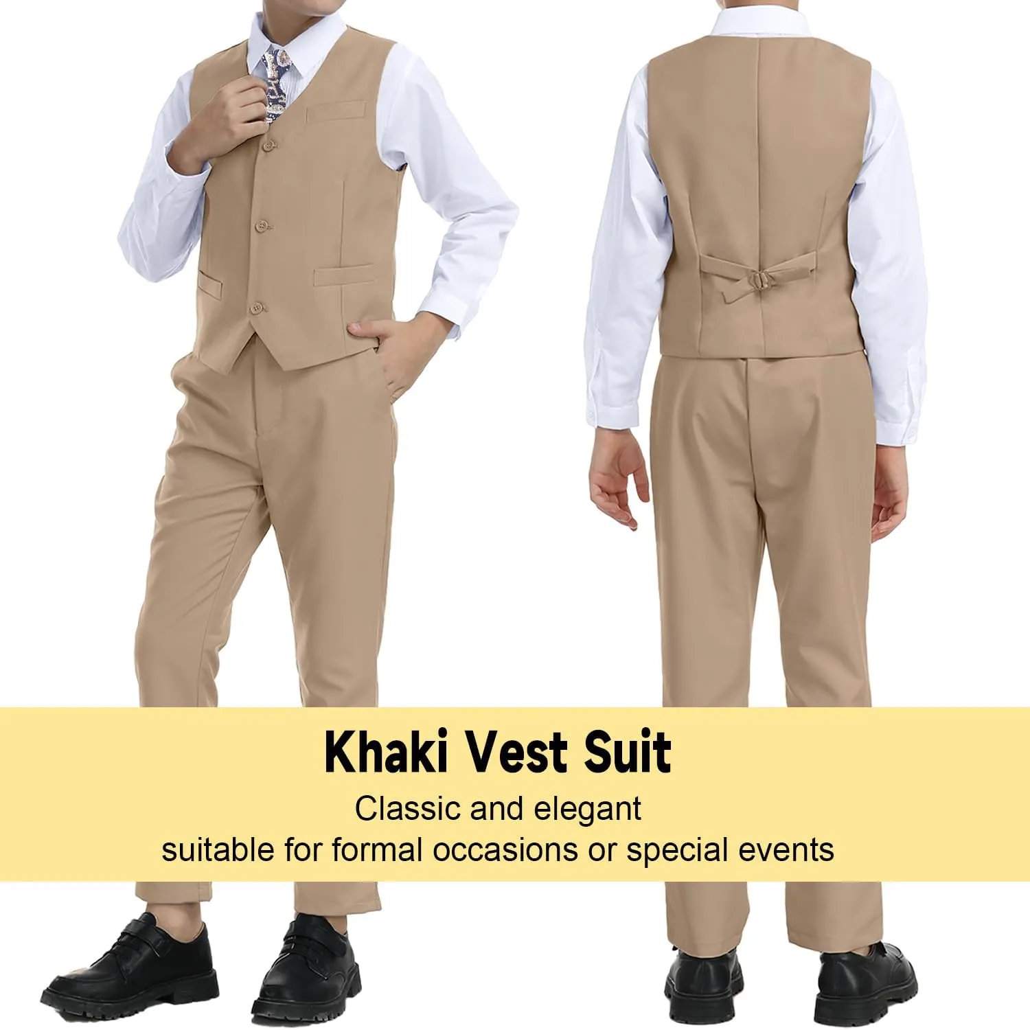 Boys Formal Suit 5 Piece Set, Toddler Tuxedos for Wedding, Suits for Teens Boy Dress School Clothes