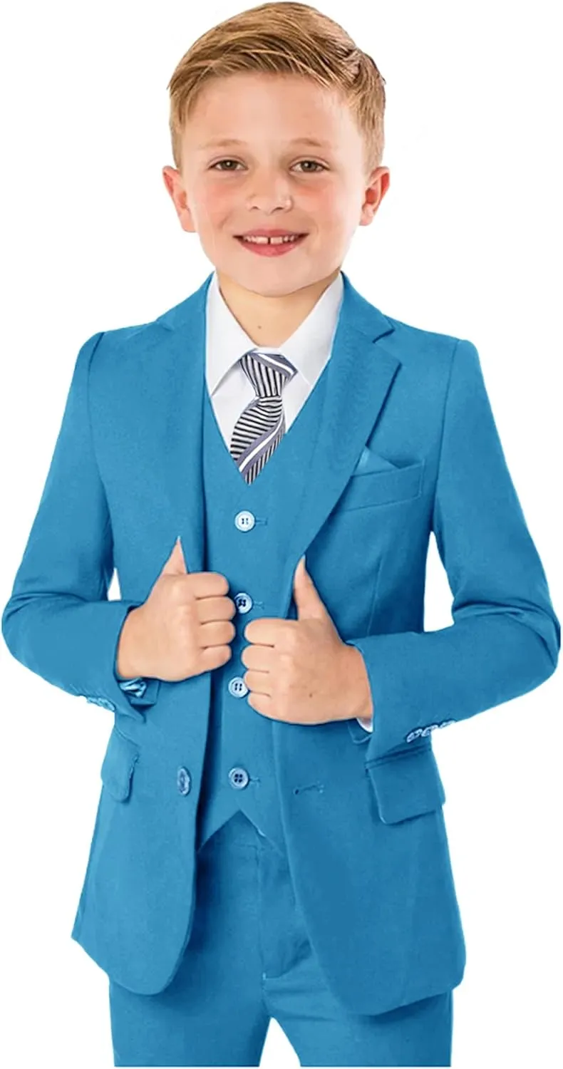 Boys Formal Suit 5 Piece Set, Toddler Tuxedos for Wedding, Suits for Teens Boy Dress School Clothes