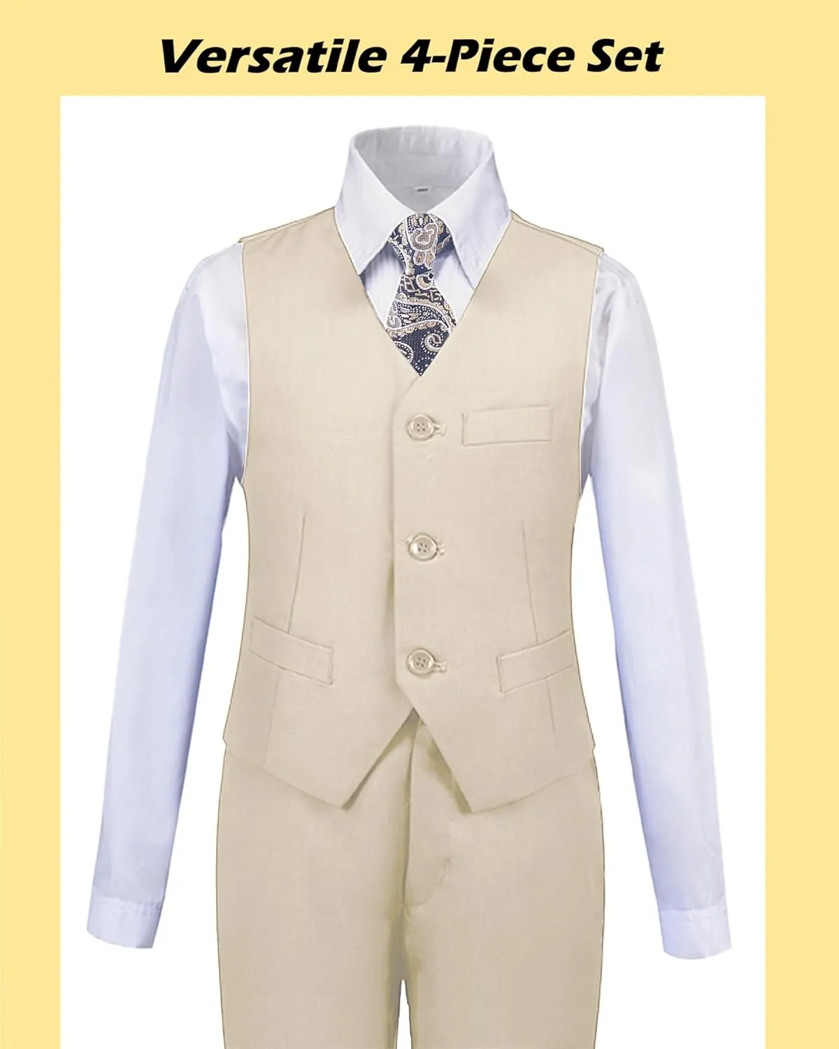 Boys Formal Suit 5 Piece Set, Toddler Tuxedos for Wedding, Suits for Teens Boy Dress School Clothes