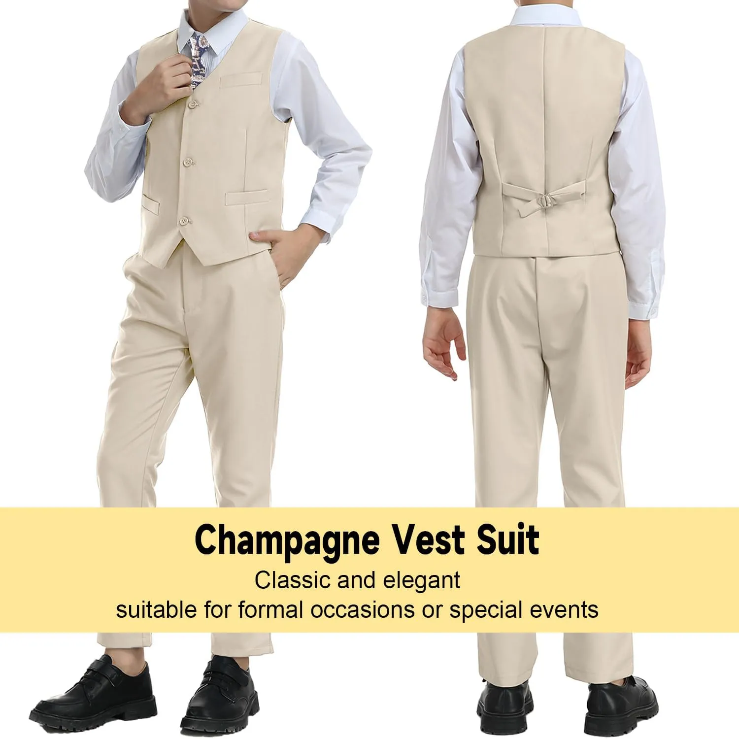 Boys Formal Suit 5 Piece Set, Toddler Tuxedos for Wedding, Suits for Teens Boy Dress School Clothes