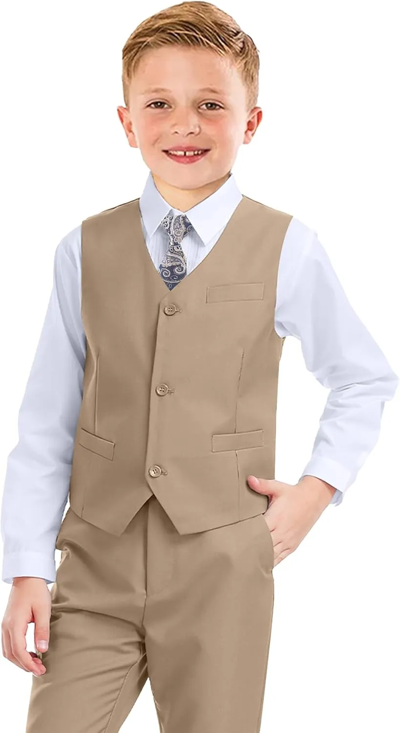 Boys Formal Suit 5 Piece Set, Toddler Tuxedos for Wedding, Suits for Teens Boy Dress School Clothes