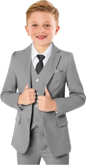 Boys Formal Suit 5 Piece Set, Toddler Tuxedos for Wedding, Suits for Teens Boy Dress School Clothes
