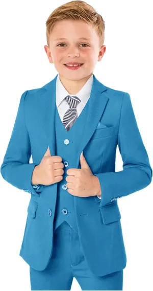 Boys Formal Suit 5 Piece Set, Toddler Tuxedos for Wedding, Suits for Teens Boy Dress School Clothes