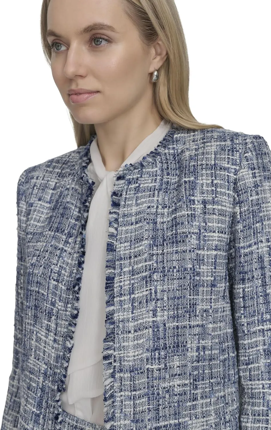 Calvin Klein Women's Fringe Shoulder Pad Blazer