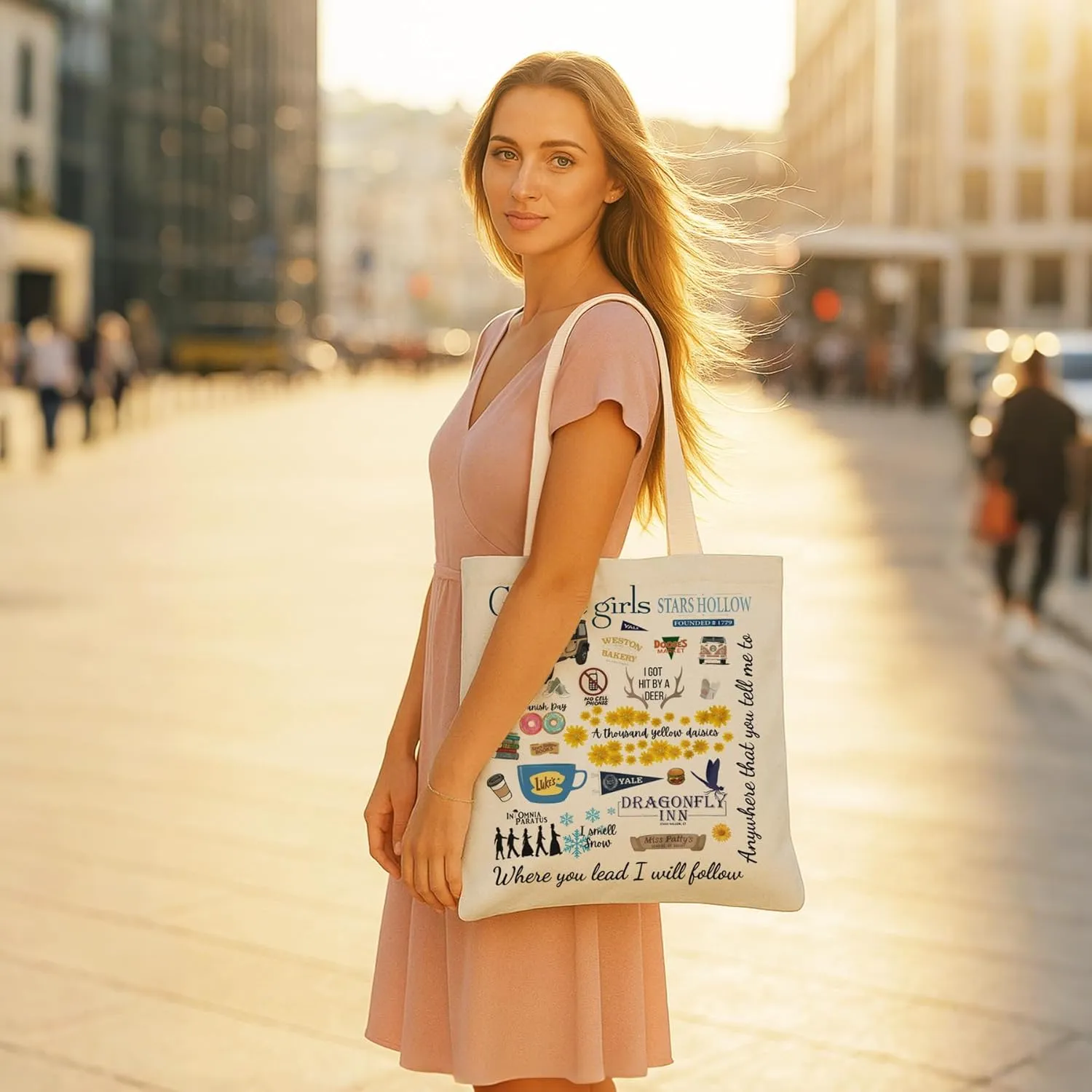 Canvas Tote Bag Aesthetic for Women, Cute Tote Bag with Zipper Pocket, Heavy Duty Reusable Shopping Bags for Grocery