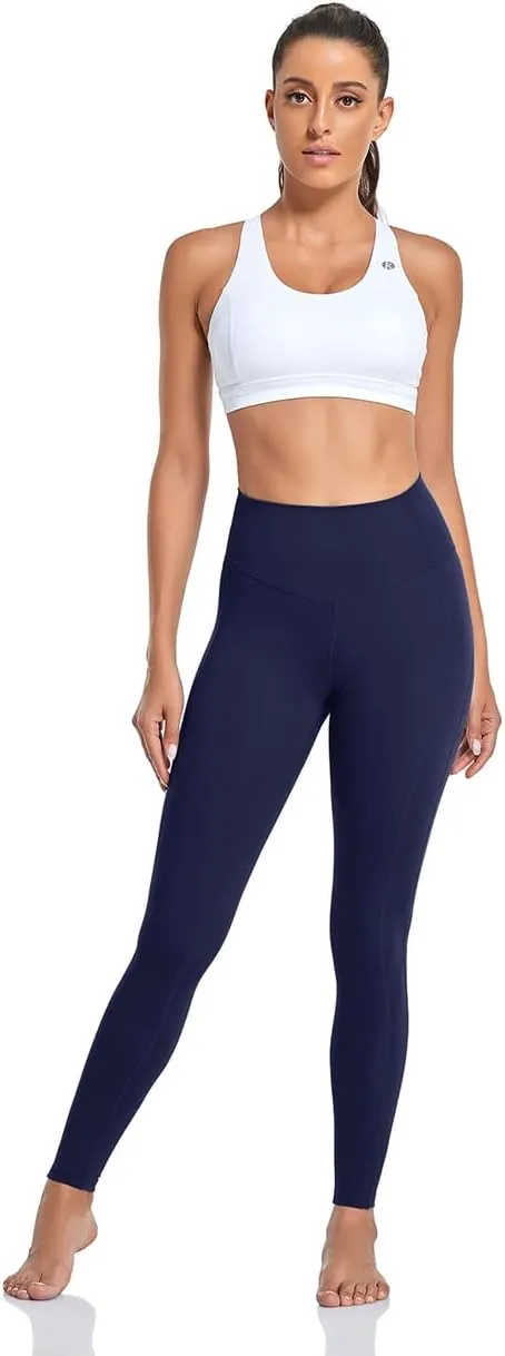 coastal rose Women's Yoga Pants Comfy Brushed 7/8 Length High Waisted Workout Leggings Sport Tights with Inner Pocket