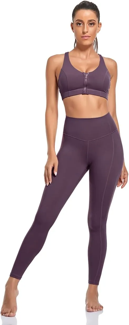 coastal rose Women's Yoga Pants Comfy Brushed 7/8 Length High Waisted Workout Leggings Sport Tights with Inner Pocket
