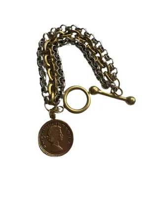 Coin Charm Multi Strand Bracelet