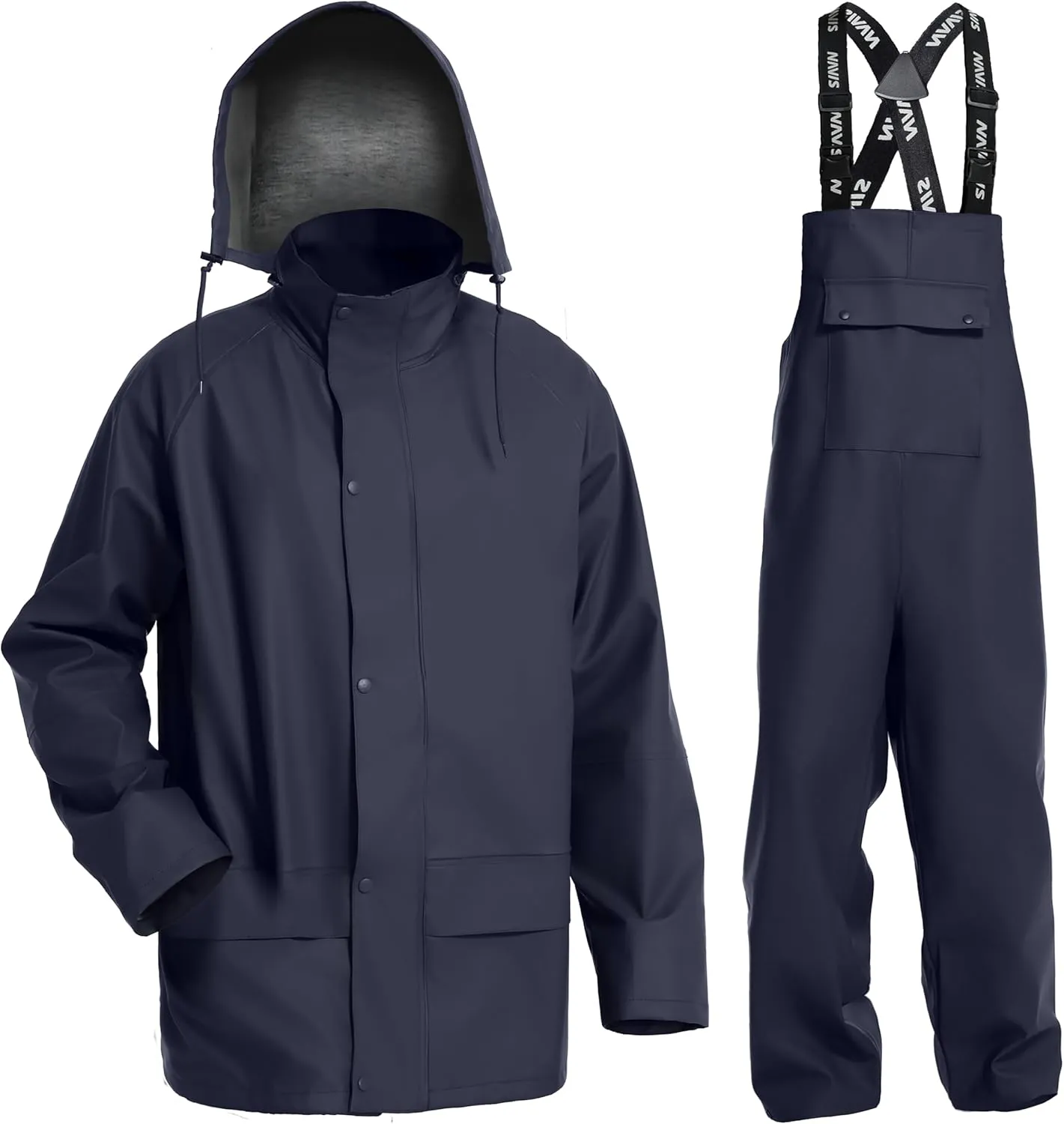 Commercial Fishing Suit-Professional Grade Heavy Duty Jacket with Bib 0.70mm Thickness Foul Weather Gear