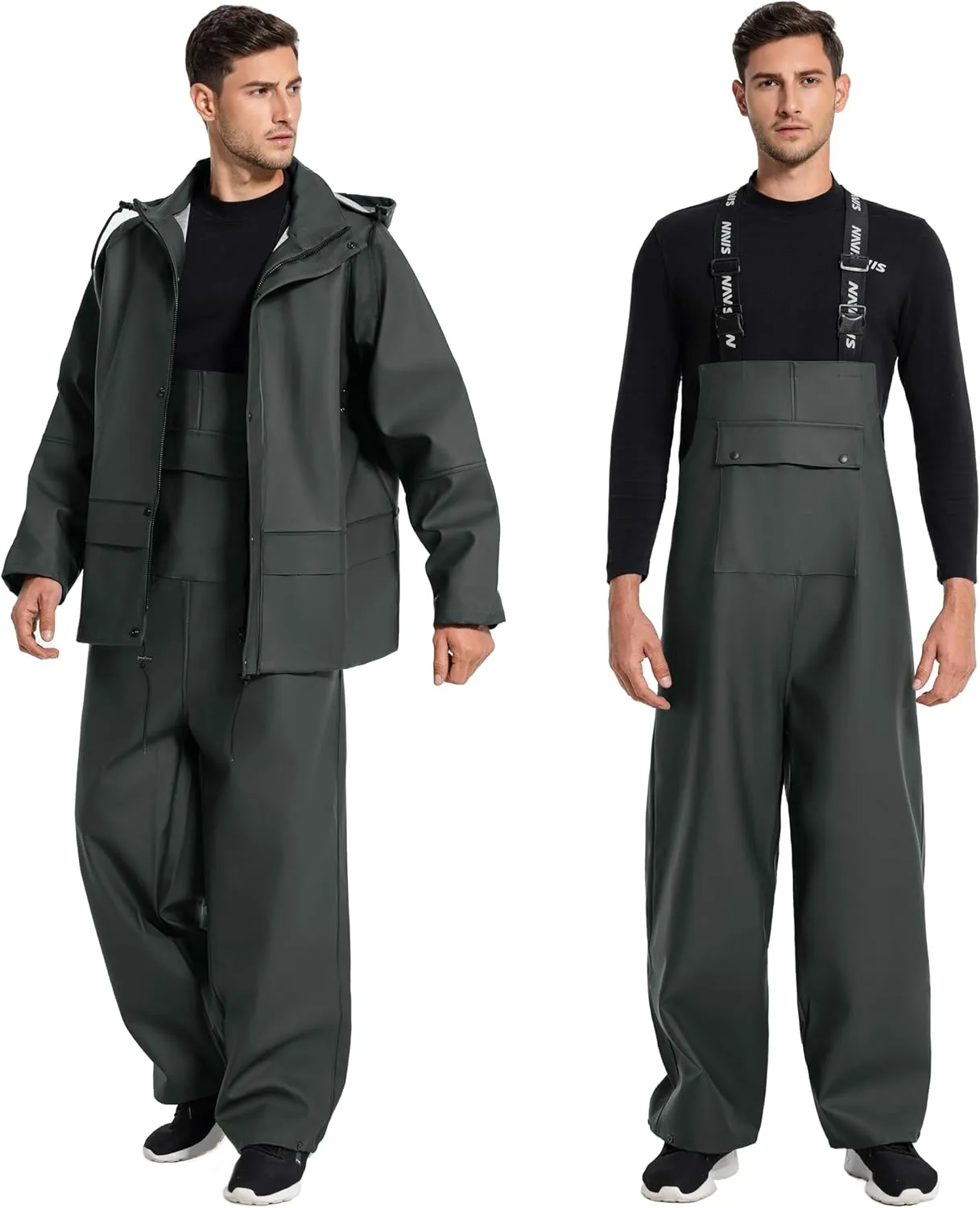 Commercial Fishing Suit-Professional Grade Heavy Duty Jacket with Bib 0.70mm Thickness Foul Weather Gear