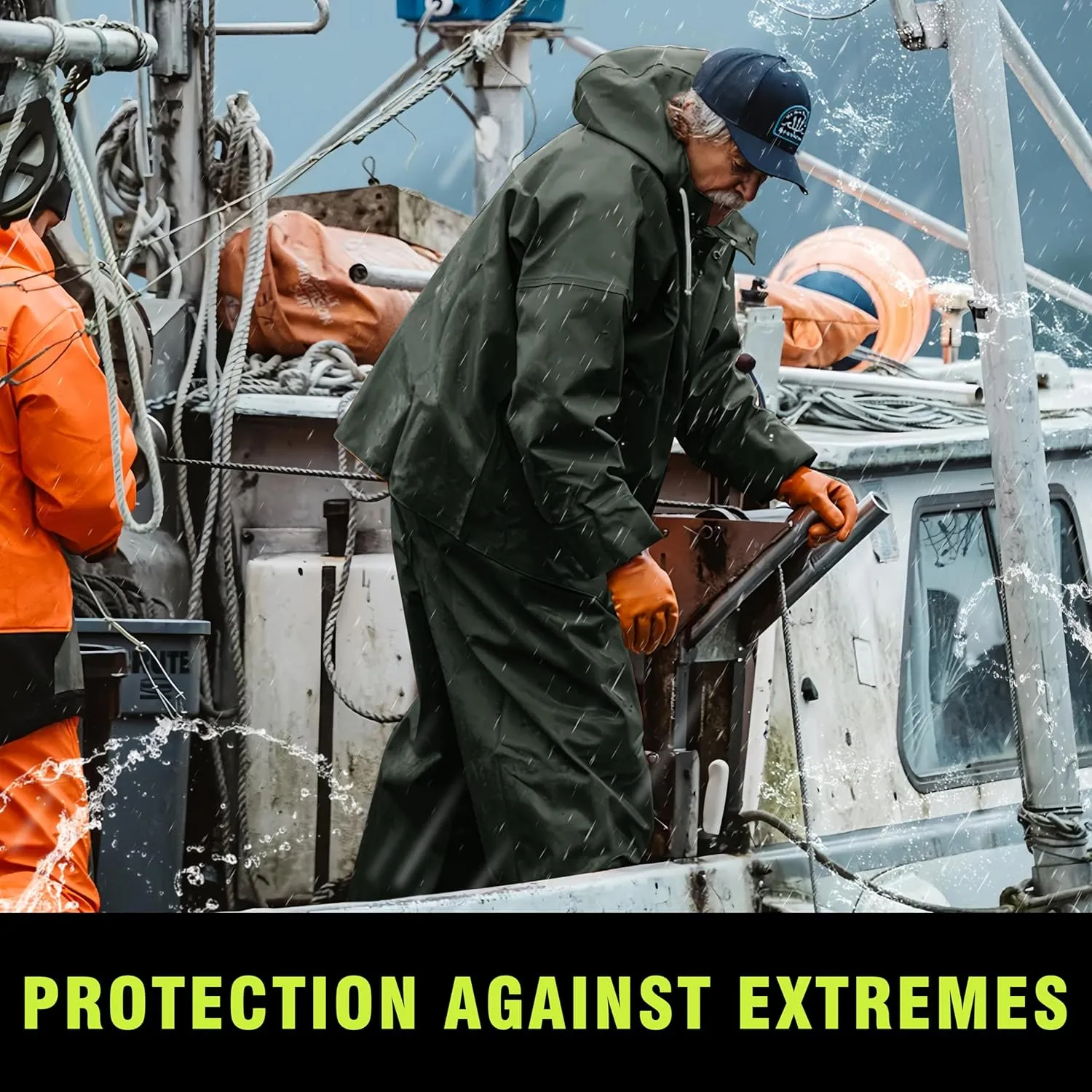 Commercial Fishing Suit-Professional Grade Heavy Duty Jacket with Bib 0.70mm Thickness Foul Weather Gear