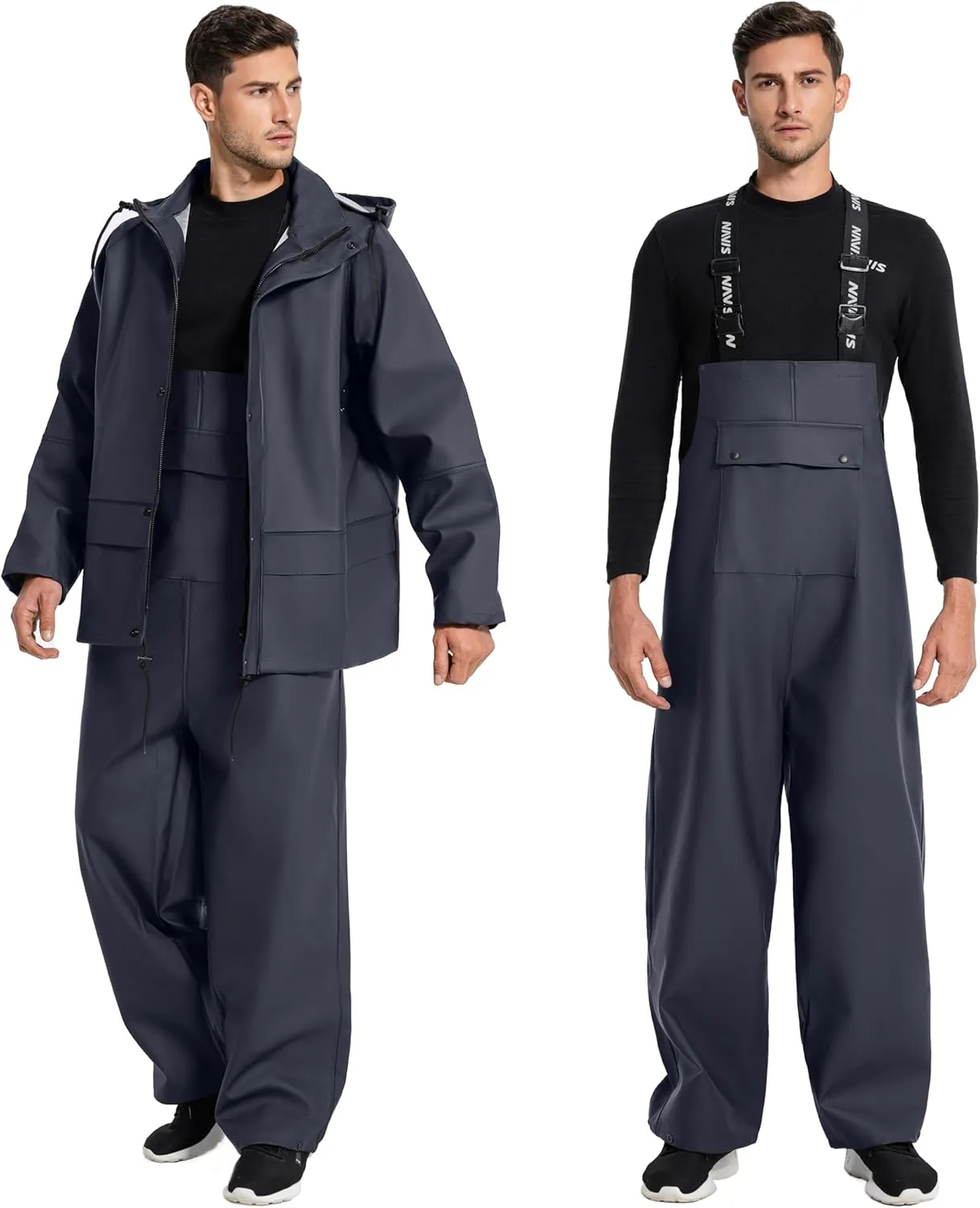 Commercial Fishing Suit-Professional Grade Heavy Duty Jacket with Bib 0.70mm Thickness Foul Weather Gear