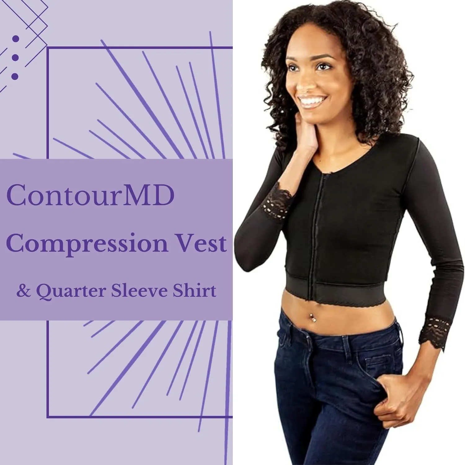 ContourMD Compression Vest & Quarter Sleeve Shirt for Women | Ideal for Breast Augmentation, Reduction & Liposuction Recovery