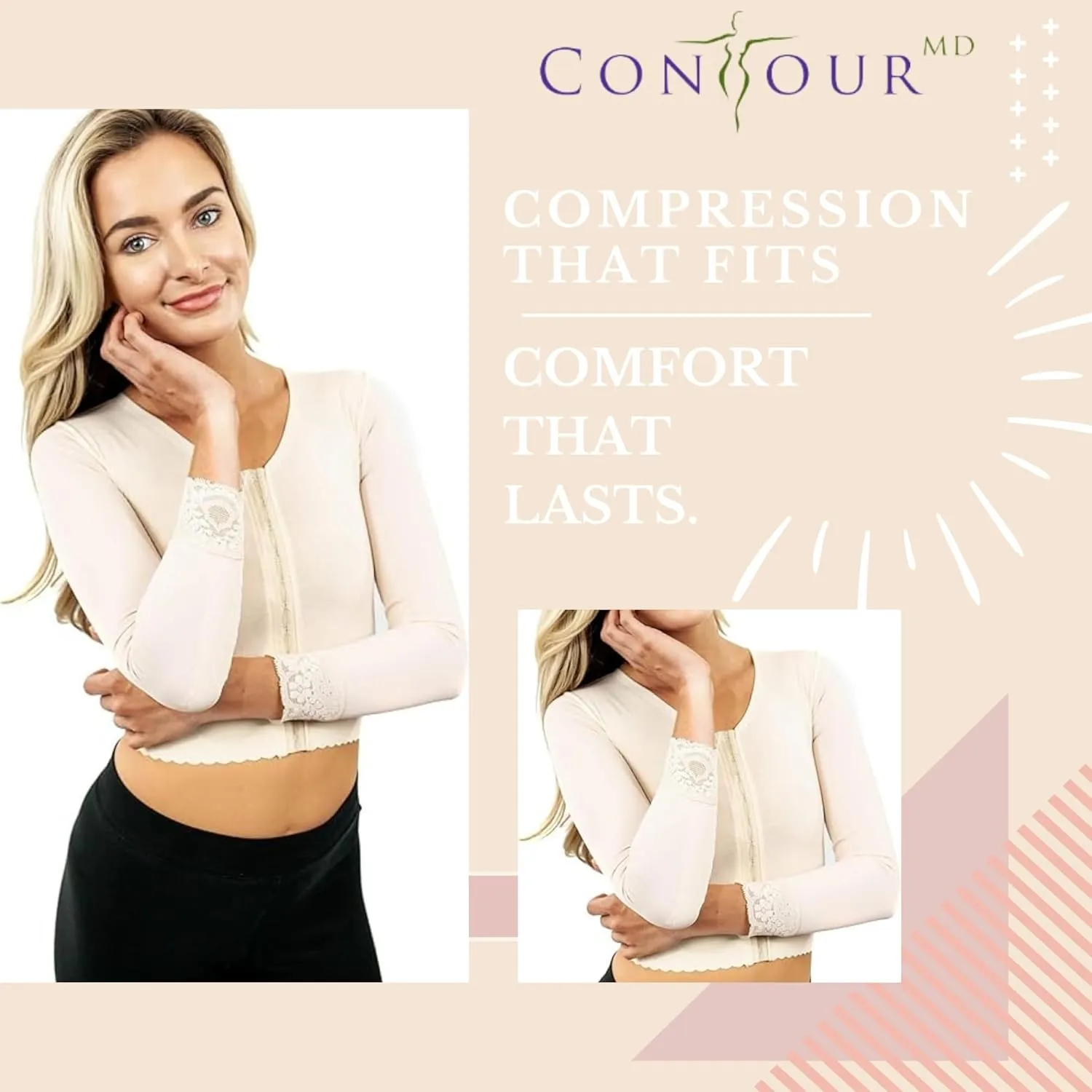 ContourMD Compression Vest & Quarter Sleeve Shirt for Women | Ideal for Breast Augmentation, Reduction & Liposuction Recovery