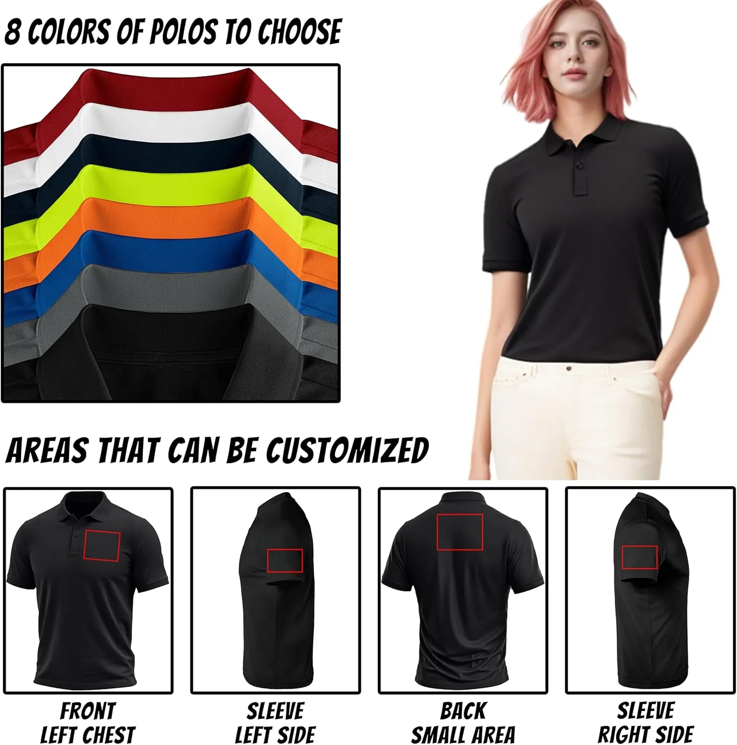 Custom Polo Shirts for Men Design Your Own Golf Jersey Personalized Print/Embroidered Text
