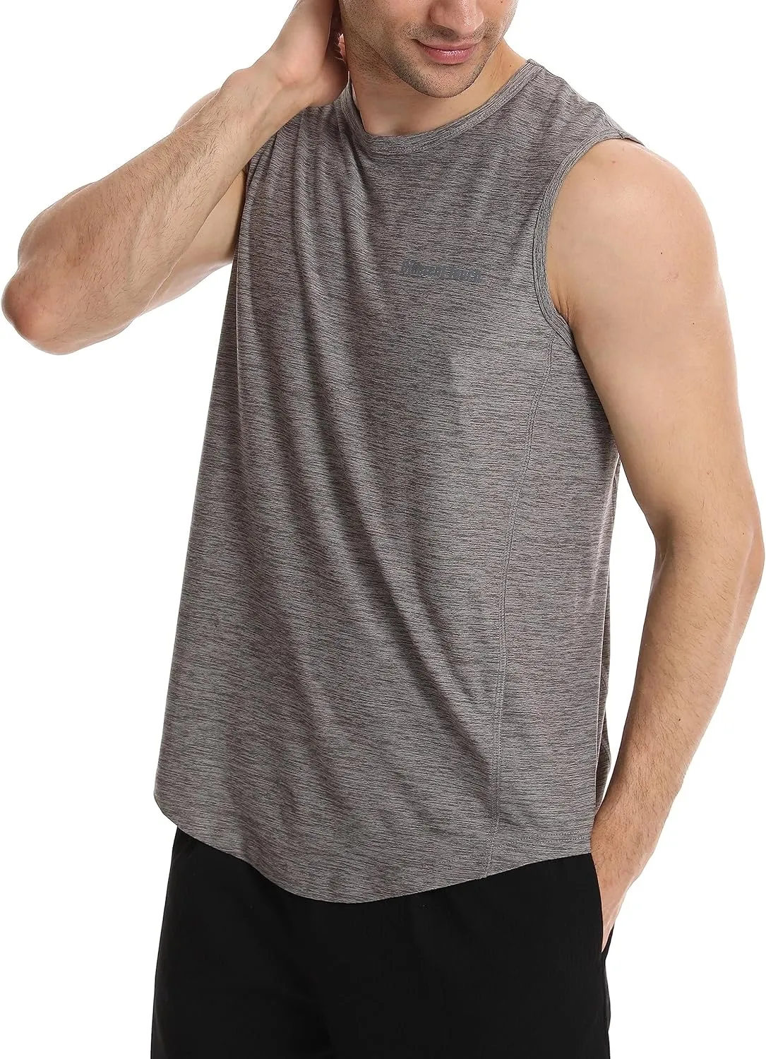 Different Touch Mens Active Gym Workout Sleeveless Shirt Quick Dry Crew Neck Muscle Tank Top