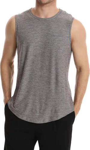 Different Touch Mens Active Gym Workout Sleeveless Shirt Quick Dry Crew Neck Muscle Tank Top