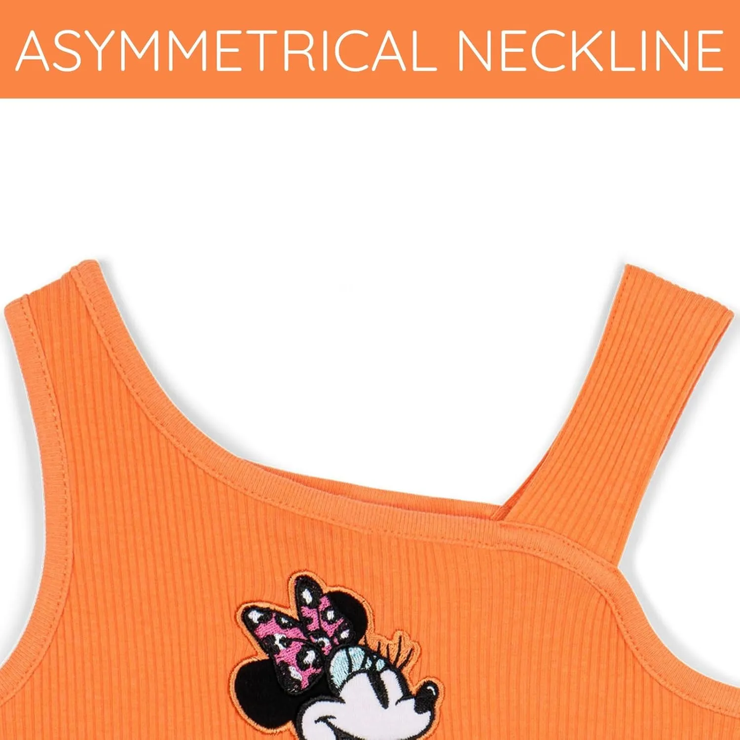 Disney Minnie Mouse Girls Ribbed Tank Top and French Terry Shorts Outfit Set Toddler to Big Kid Sizes (2T - 14-16)