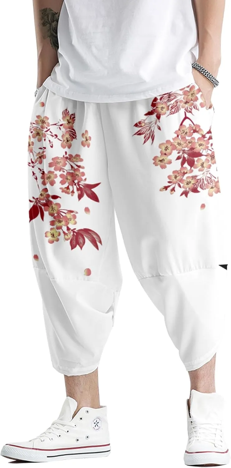 DOSLAVIDA Men's Japanese Kimono Jacket Set Stylish Open Front Coat With Shorts Chinese Style Printed Cardigan Suits