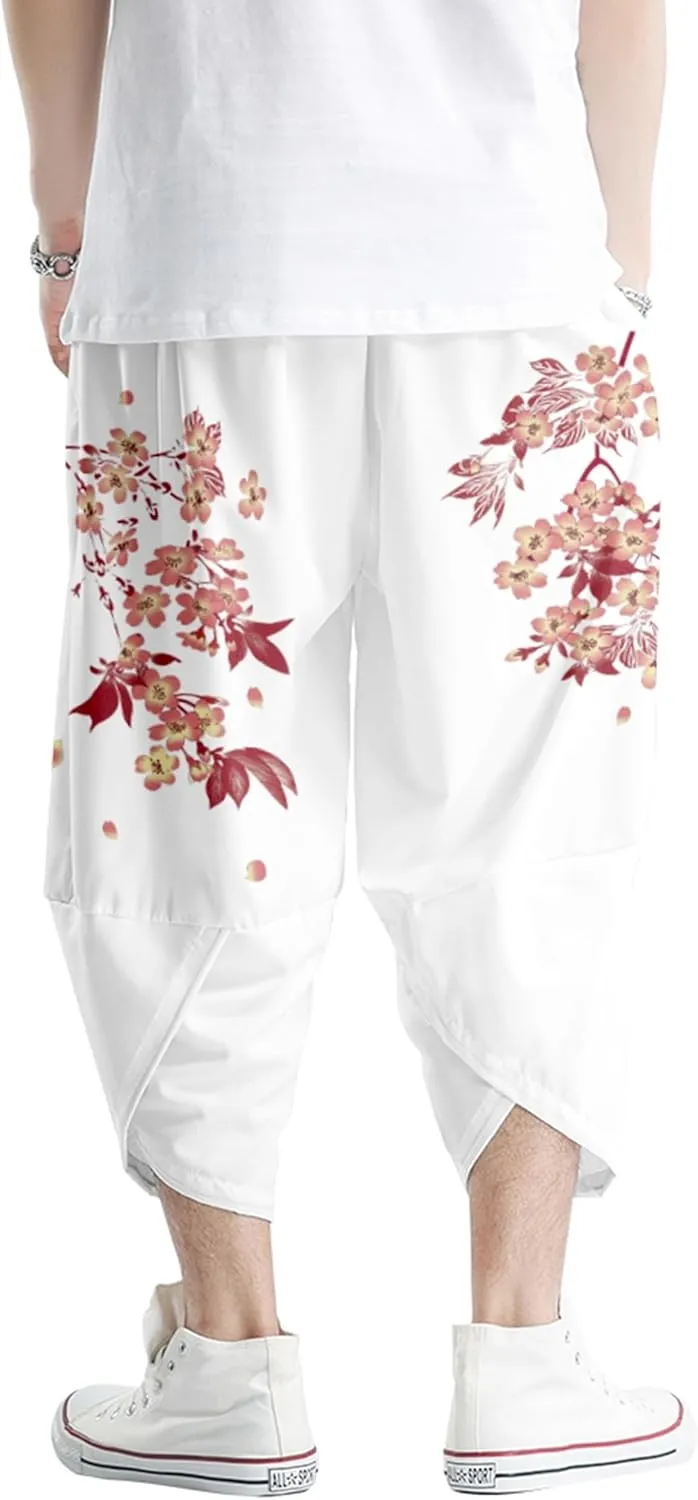 DOSLAVIDA Men's Japanese Kimono Jacket Set Stylish Open Front Coat With Shorts Chinese Style Printed Cardigan Suits