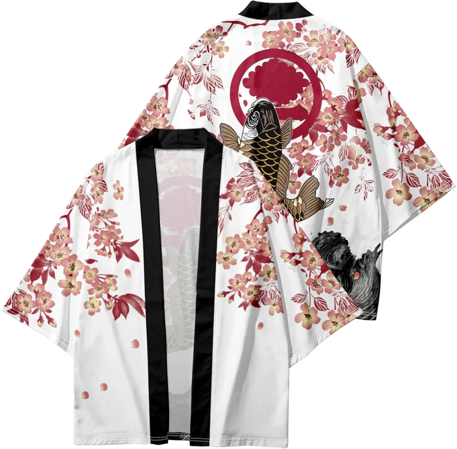 DOSLAVIDA Men's Japanese Kimono Jacket Set Stylish Open Front Coat With Shorts Chinese Style Printed Cardigan Suits