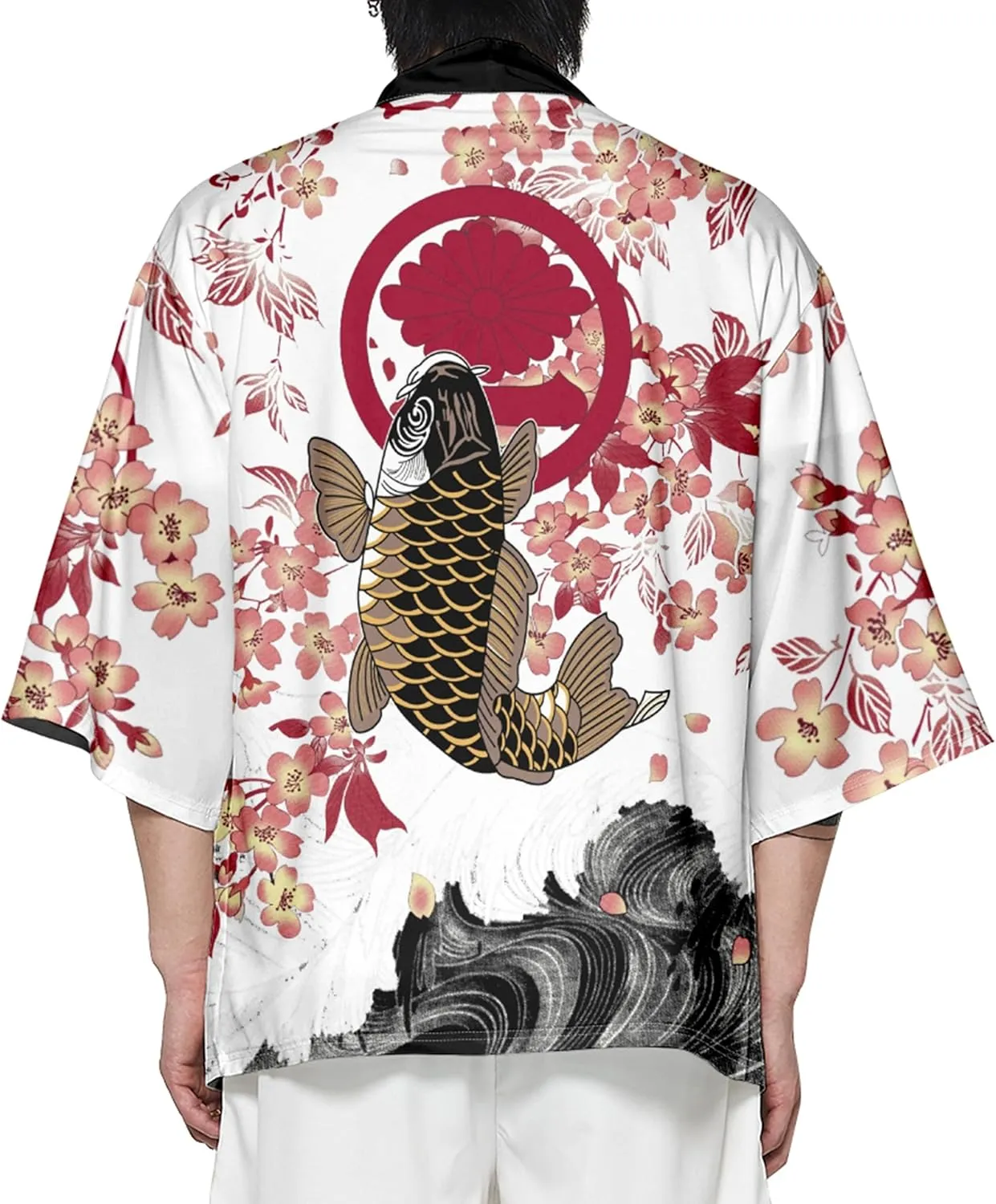 DOSLAVIDA Men's Japanese Kimono Jacket Set Stylish Open Front Coat With Shorts Chinese Style Printed Cardigan Suits