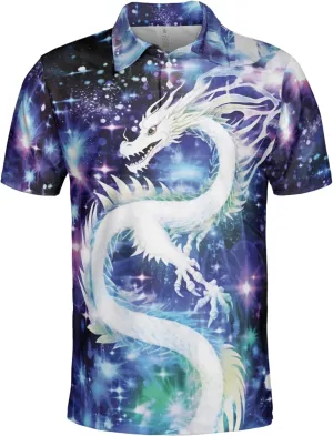 Dragon Polo Shirts for Men - Mythical Creature Men's Regular Fit Quick Dry Golf Polo Shirt Series 06