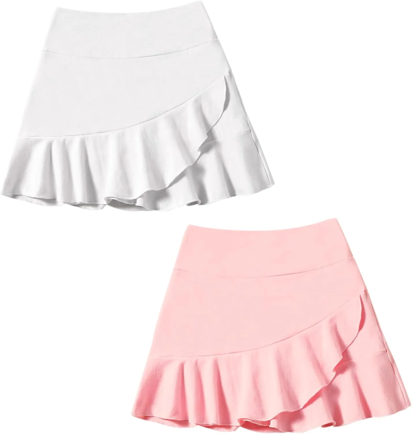 DREAM BUS 2 Pack Girls Skirts Built in Shorts Little Kid Tennis Skorts Toddler Girl Athletic Skorts Flowy Skirts