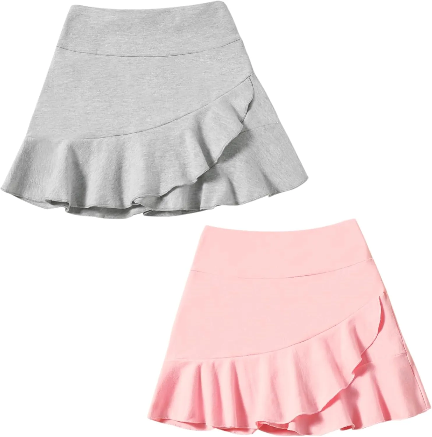 DREAM BUS 2 Pack Girls Skirts Built in Shorts Little Kid Tennis Skorts Toddler Girl Athletic Skorts Flowy Skirts