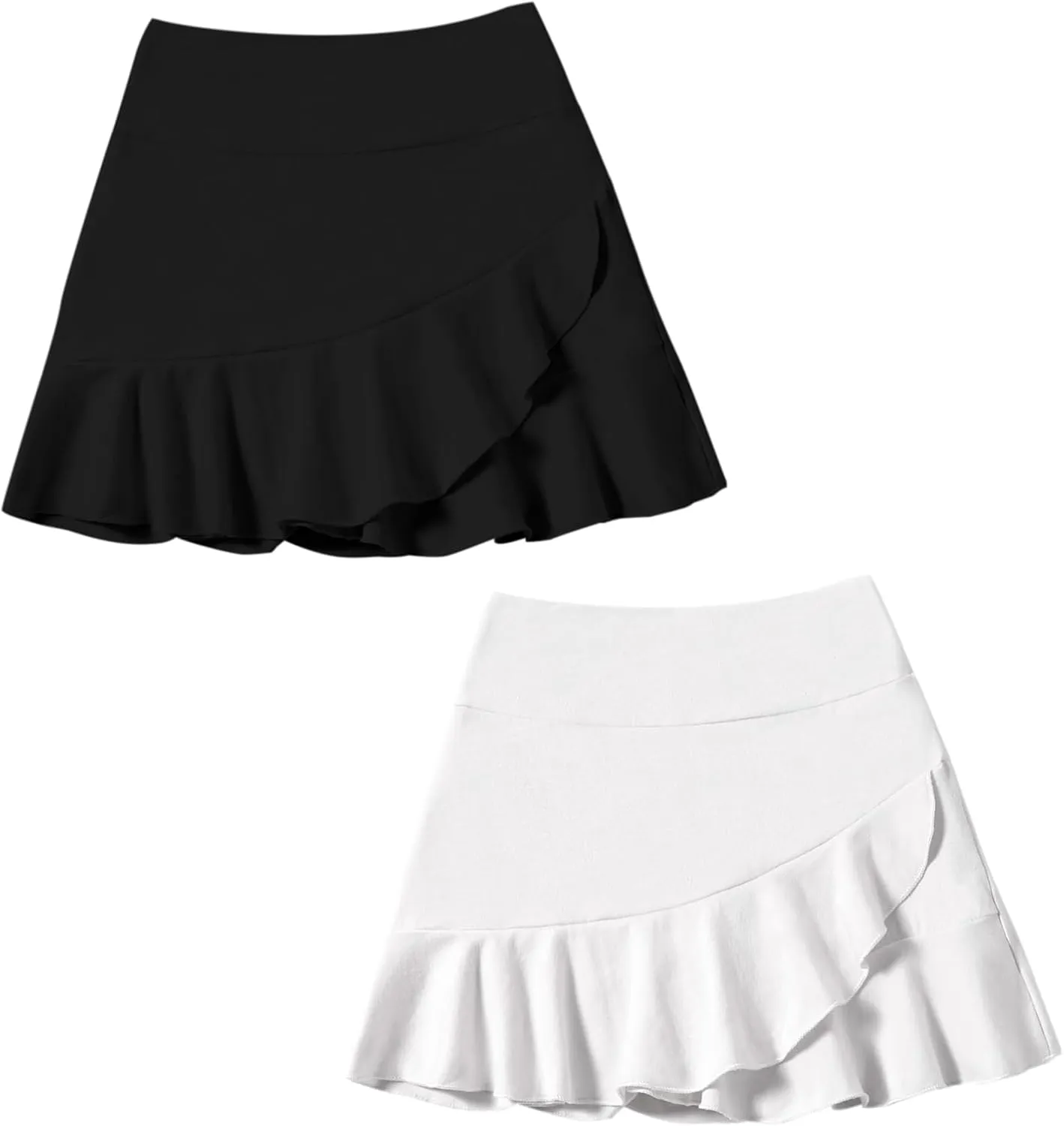 DREAM BUS 2 Pack Girls Skirts Built in Shorts Little Kid Tennis Skorts Toddler Girl Athletic Skorts Flowy Skirts