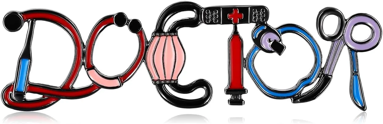 Dr's gift Medical Letter Pins Science Enamel Pin Medical Tools Brooch Lapel Bag Badge Word Design Gift Decoration for Nurse Doctors Med Students