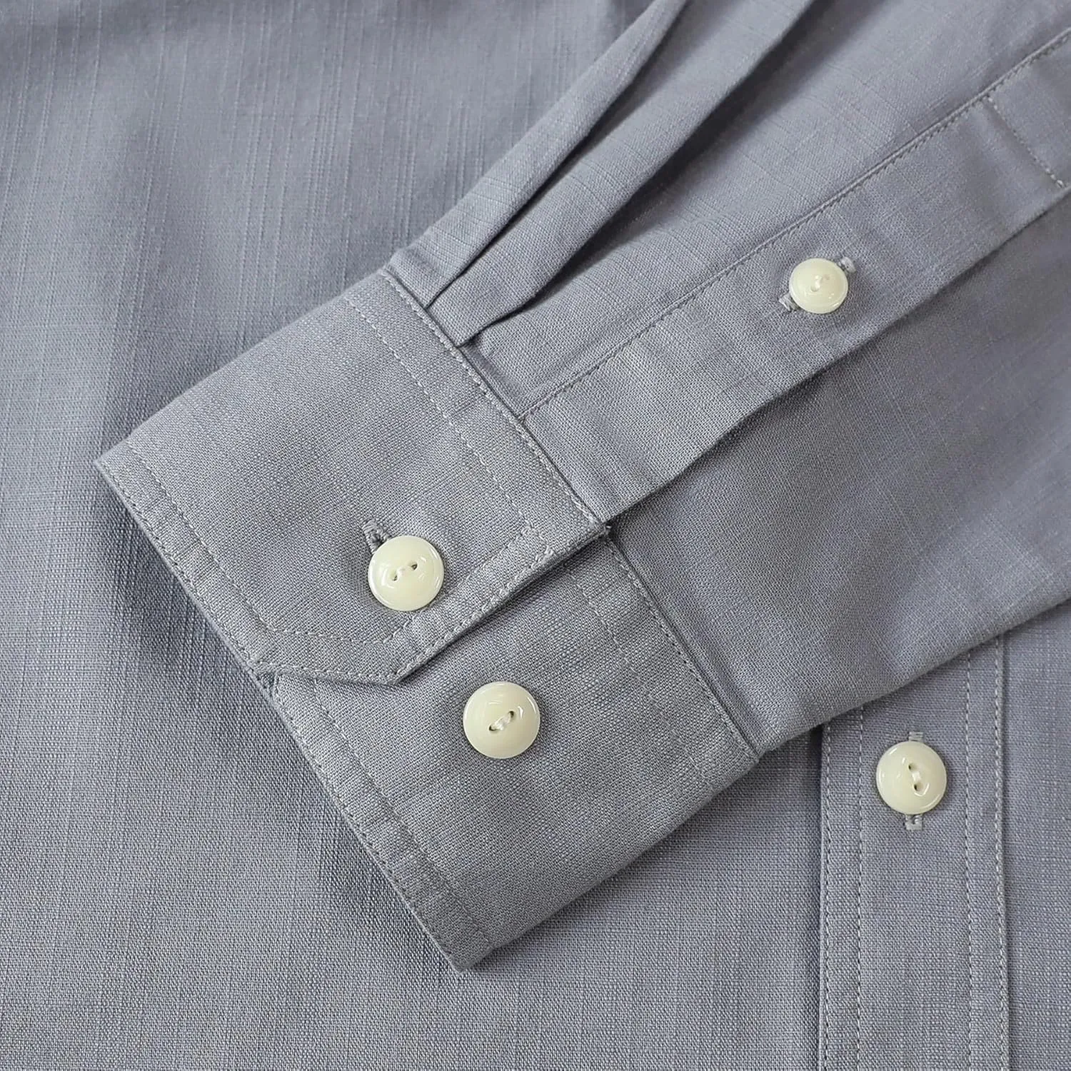 Dubinik Chambray Shirt Men Long Sleeve Cotton Work Shirts with 2 Pockets Casual Button Down