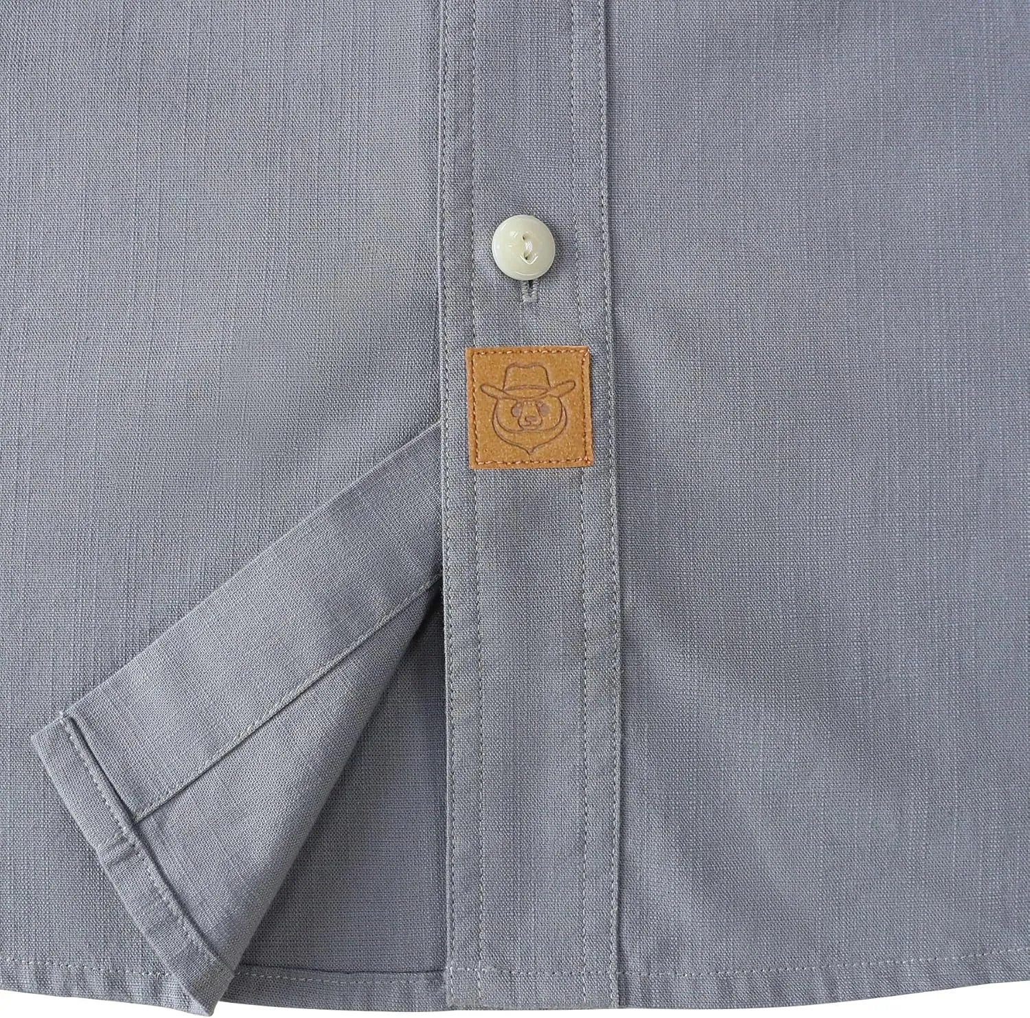 Dubinik Chambray Shirt Men Long Sleeve Cotton Work Shirts with 2 Pockets Casual Button Down