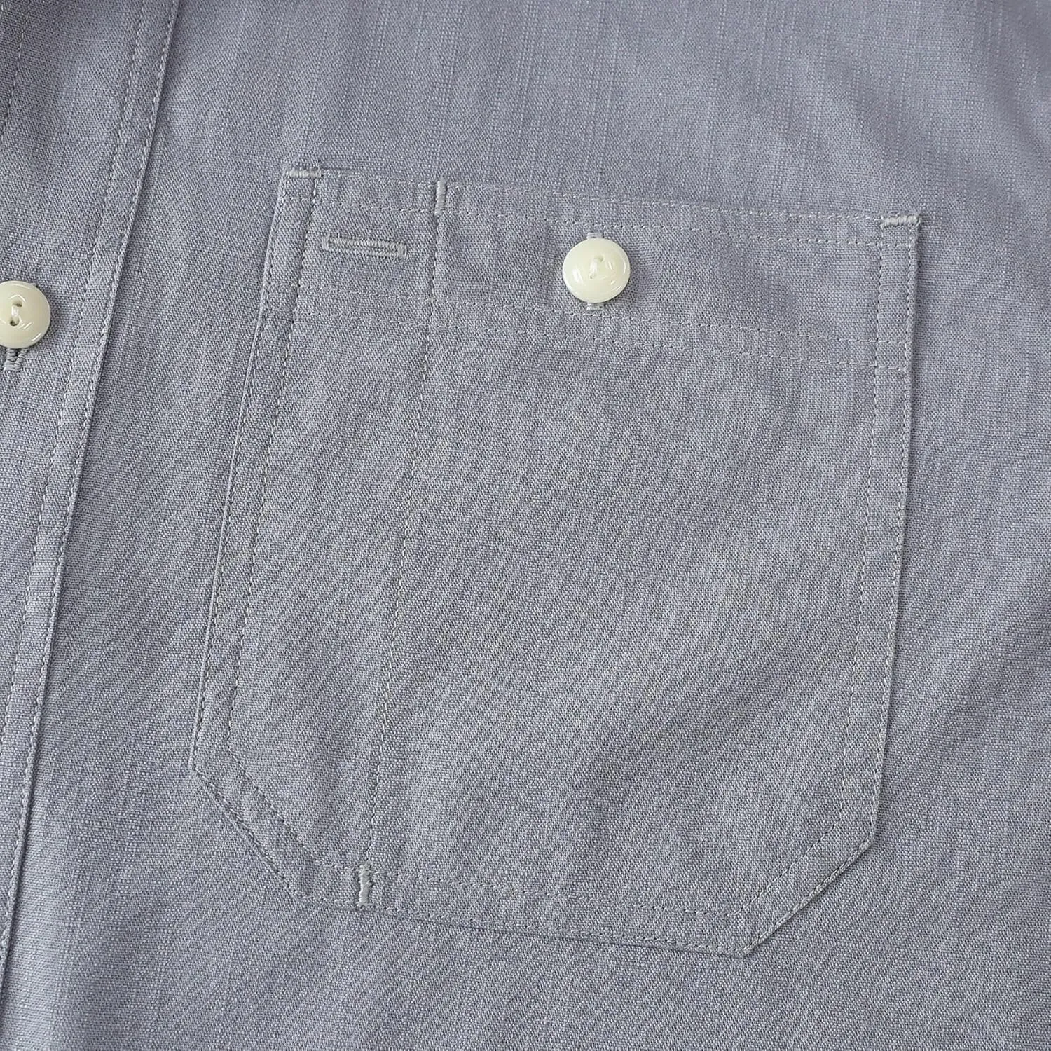 Dubinik Chambray Shirt Men Long Sleeve Cotton Work Shirts with 2 Pockets Casual Button Down