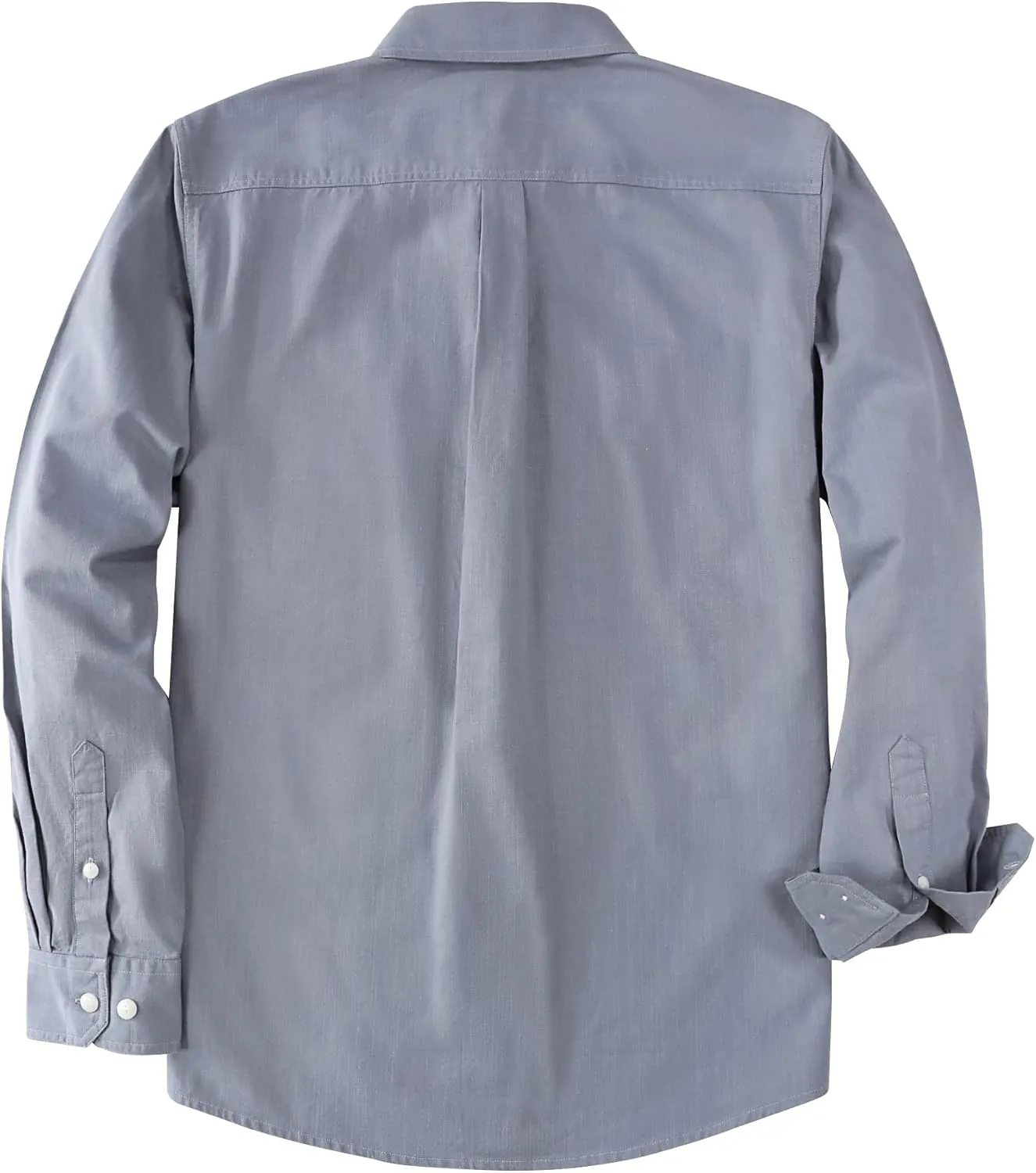Dubinik Chambray Shirt Men Long Sleeve Cotton Work Shirts with 2 Pockets Casual Button Down