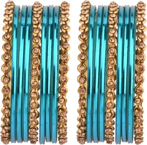 Efulgenz Indian Bangles Set Metal Bangles One Dozen Plain Glossy Alloy Bangles with Crystal Oxidized Bangles Boho Bohemian Bracelet Bollywood Party Wedding Jewelry Indian Bangles for Women