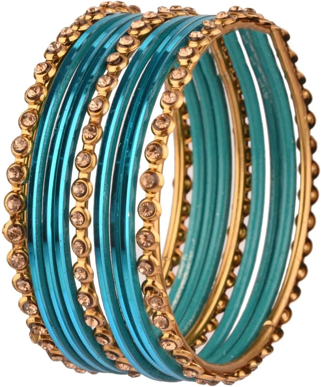 Efulgenz Indian Bangles Set Metal Bangles One Dozen Plain Glossy Alloy Bangles with Crystal Oxidized Bangles Boho Bohemian Bracelet Bollywood Party Wedding Jewelry Indian Bangles for Women