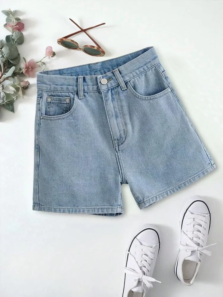 EMMIOL 2025 Jean Shorts for Women Basic Wash Stretchy Solid Denim Summer Hot Short Y2k Casual Jorts