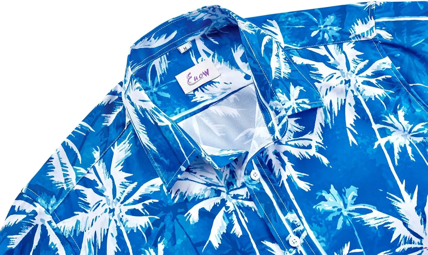 EUOW Men's Hawaiian Shirt Short Sleeves Printed Button Down Summer Beach Dress Shirts