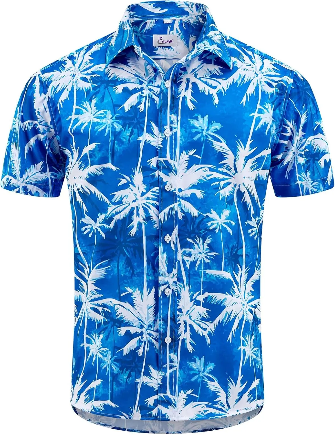 EUOW Men's Hawaiian Shirt Short Sleeves Printed Button Down Summer Beach Dress Shirts