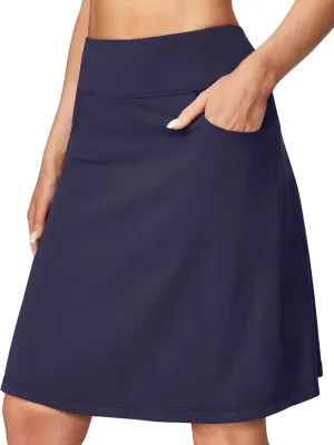 Ewedoos 20" Knee Length Skorts Skirts for Women with Pockets Golf Tennis Skirt High Waisted Athletic Skorts Casual Summer