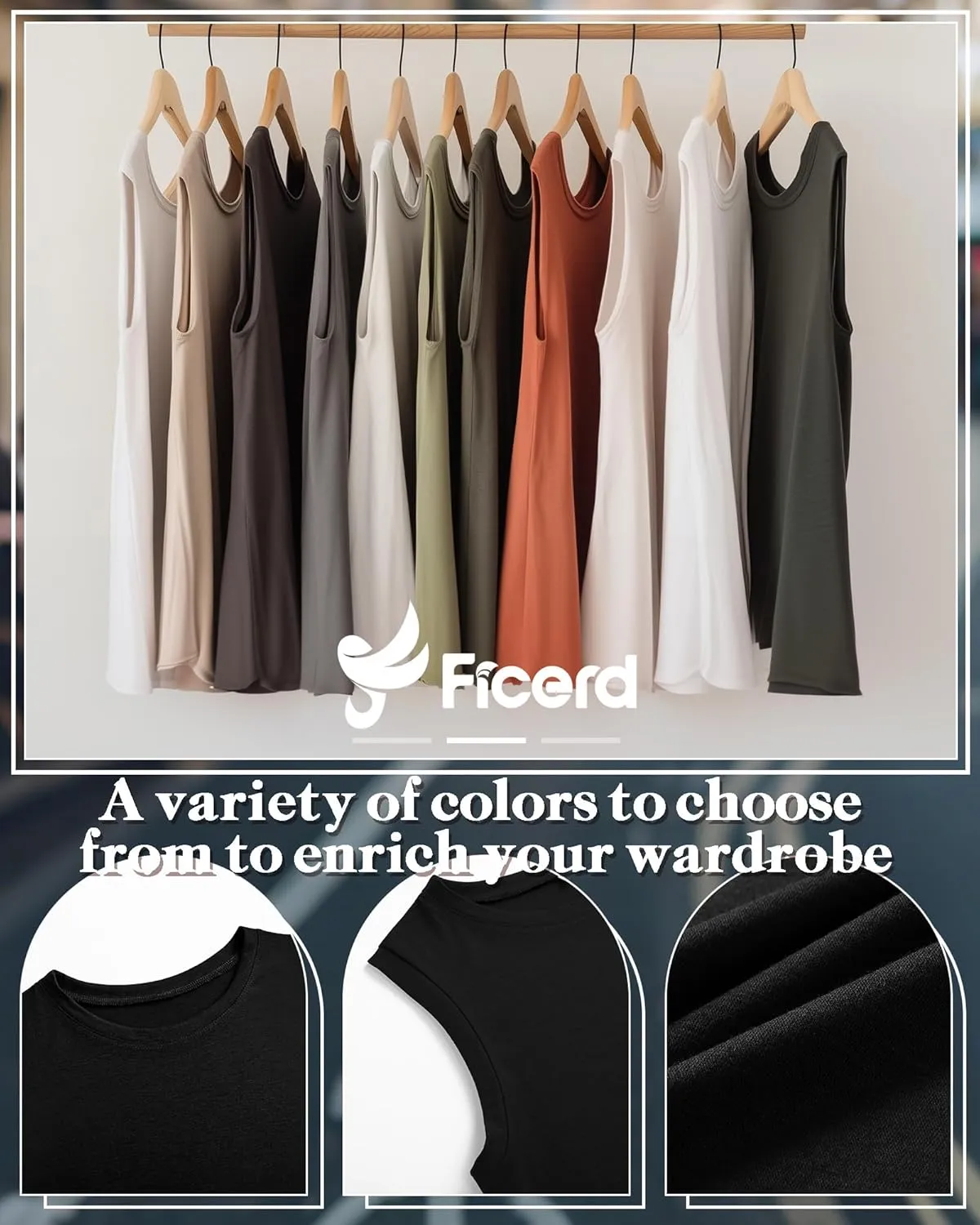Ficerd 8 Pack Womens Sleeveless Tops, Crew Neck Loose Fit Tank Tops Basic Summer Cotton Shirts Casual 2025 Fashion T Shirts