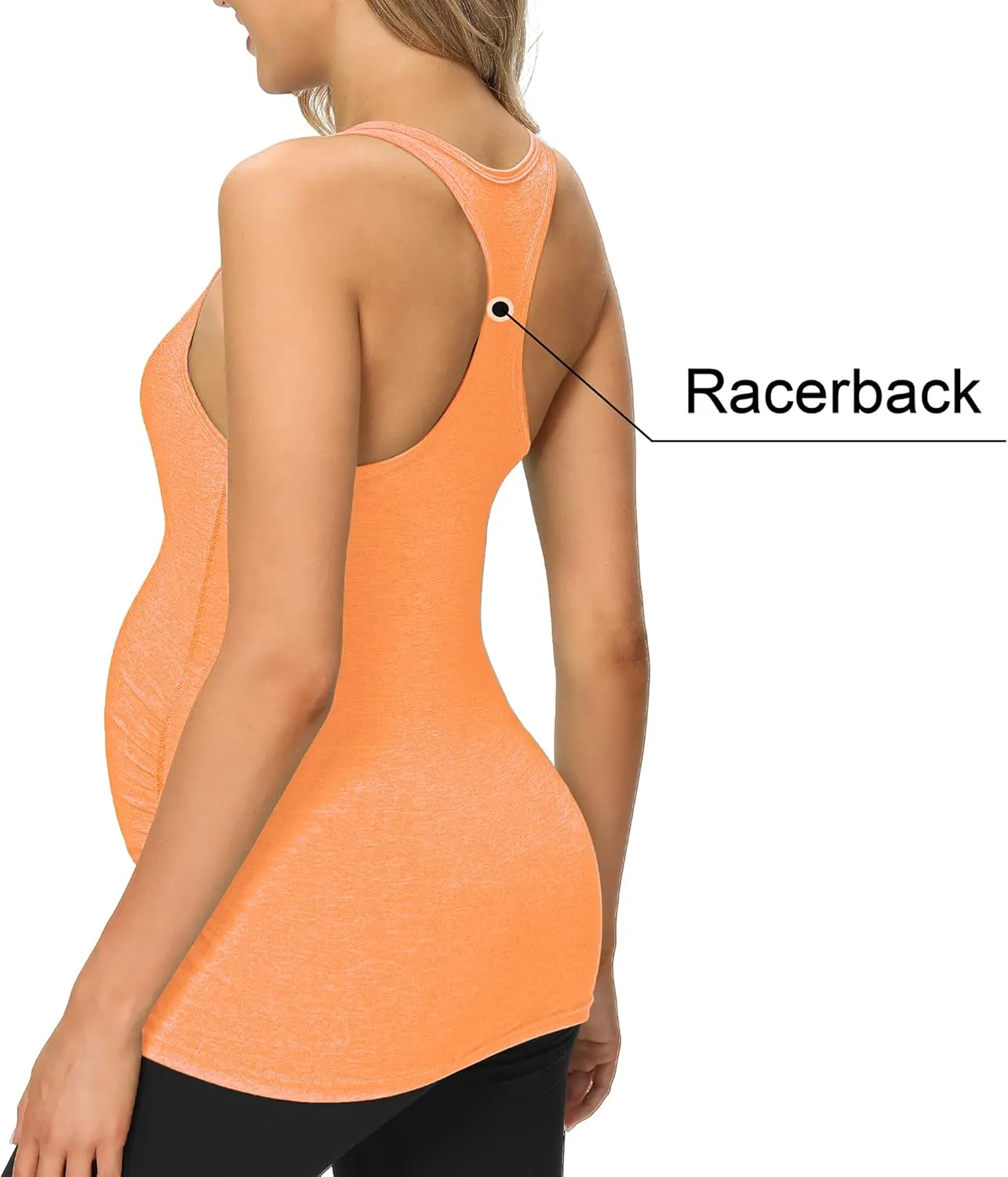 fitglam Women's Maternity Tank Tops Workout Active Athletic Yoga Sleeveless Shirts Pregnancy Racerback Activewear Clothes