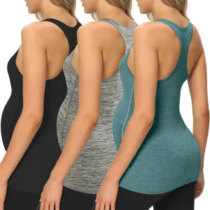 fitglam Women's Maternity Tank Tops Workout Active Athletic Yoga Sleeveless Shirts Pregnancy Racerback Activewear Clothes